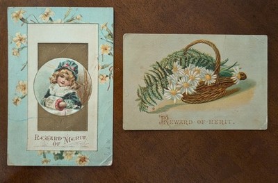 Victorian Reward of Merit Cards (1892)   Handwritten   Teacher/Student Award