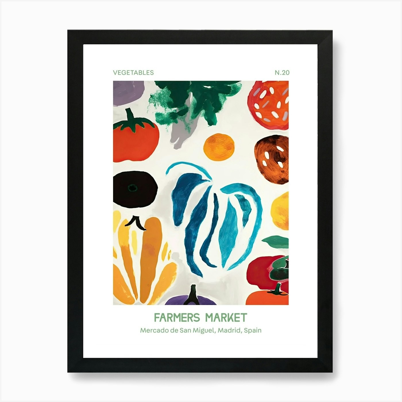 Bell Peppers Farmers Market Framed Wall Art Canvas Print  