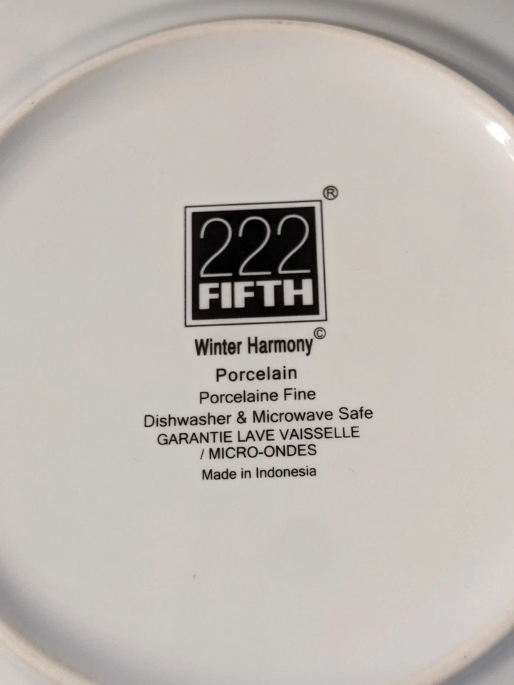 Winter Harmony Diseño Floral por 222 Quinto Plato de Ensalada 8" Juego de 2 Porcelana Fina Foto 2 de 3