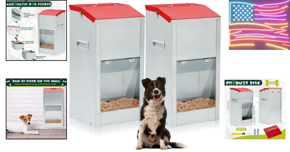 Robust 25-Liter Automatic Dog Feeders - 2 Pack with Modern Acrylic Design - Image 2 of 4