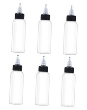 6 Pcs 2oz Plastic Squeeze Bottles with Twist Top Cap, 60ml 2oz 6Pack Clear