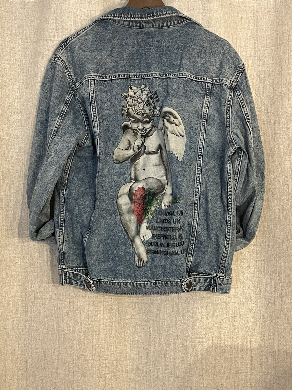 SAINT LAURENT Young Thug Denim Cherubino YSL Edizione Limitata H&M Giacca Uomo Jeans Blu Medio