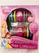 Disney Princess Bangles Set 15 Count Girls Bracelets Cinderella Snow White Tiana