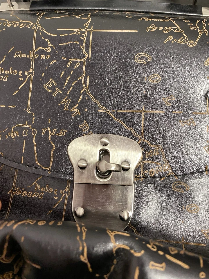 Bolso Bandolera Patricia Nash Veneto Cuero Usado Negro Mapa B000577 Foto 3 de 4