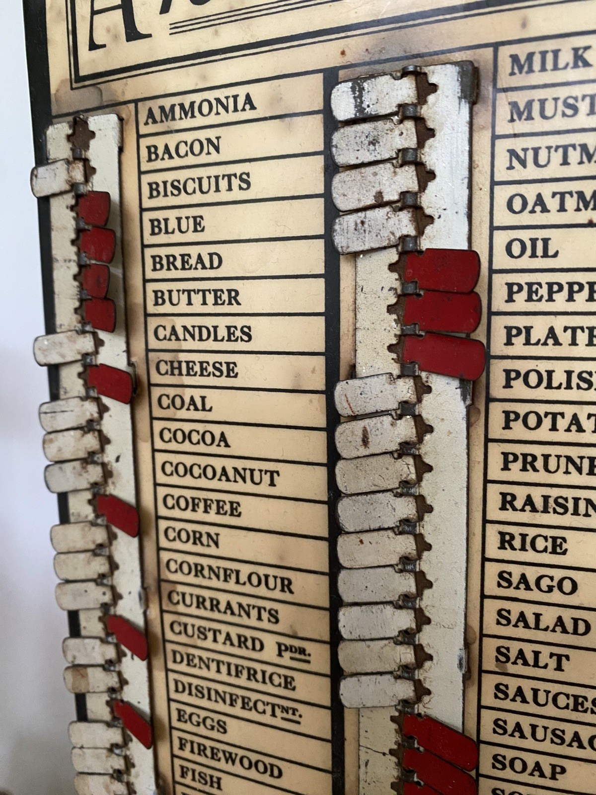 Hygena Antique Vintage Letts & Co Metal Household Wants Indicator Shopping List