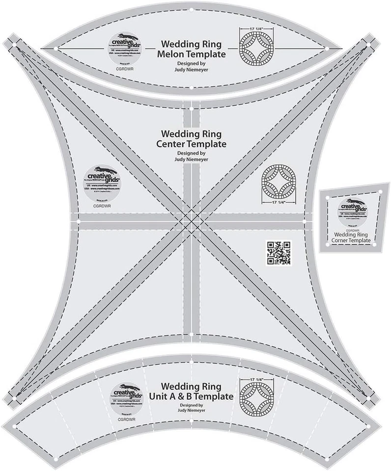Rejillas creativas plantillas de anillo de boda doble regla de edredón CGRDWR 11 pulgadas x 11 pulgadas Foto 2 de 2