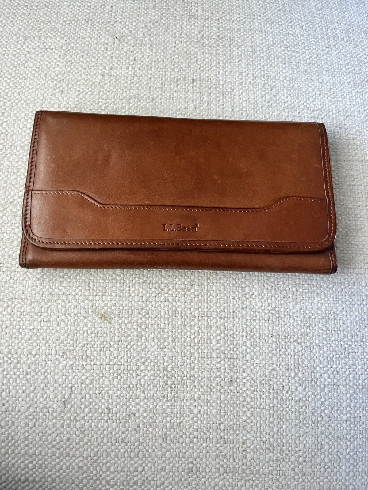 VTG LL Bean Wallet Passport Travel Organizer XLarge Glove Leather 8.5x4.5” USA