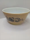 Beautiful Vintage PYREX Mixing Bowl Homestead Pattern #402 1.5 Quart Blue Brown