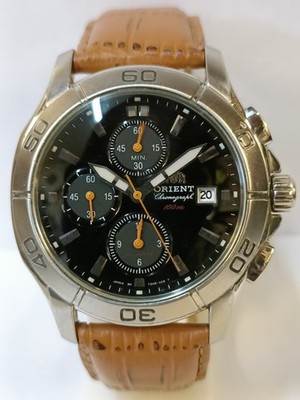 時計 ORIENT QUARTZ CHRONOGRAPH UY02-CO-B ORIENT CHRONOGRAPH QUARTZ BLACK DIAL TD0E-01 JAPAN MEN'S WORKING