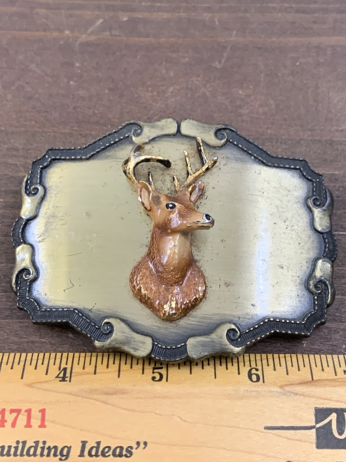Vintage Metal Belt Buckle 3D Deer 1970’s Raintree