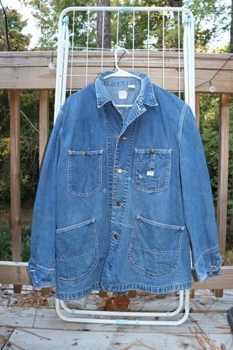 Vintage Lee Denim Chore Jacket Size XL Union Made Workwear Coat 60s 70s - product listing photo