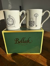 Belleek Etch Design Mugs Set of 4 Fine Parian China
