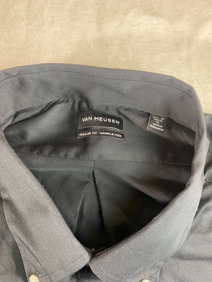 NWOT Red Wing Shoes Van Heusen Black Down Shirt XL 17.5-18 34/35 Wrinkle Free - Image 3 of 4