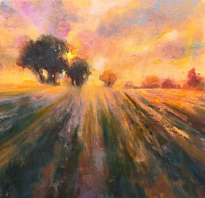 Fields of Gold Painting Original  Sunset Fields impressionist Art