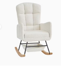 Rocking Chair for Nursery, Upholstered Glider with High Backrest, Nursery Rocker