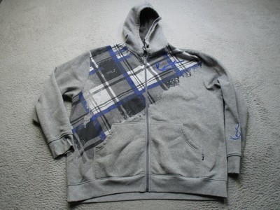 Kani Jeans Hoodie Mens 3XL Gray Graphic Full Zip Fleece Streetwear Jacket Y2K