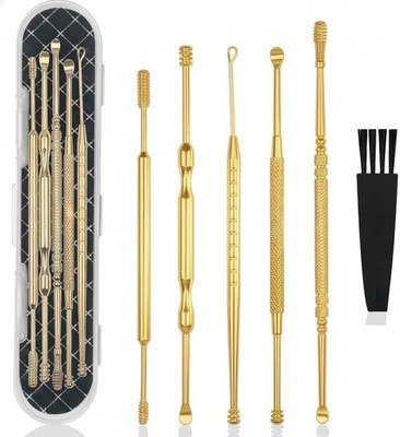 6 Pcs Extended Ear Wax Removal Kit,Professional Double-Headed Ear Pick Earwax Re