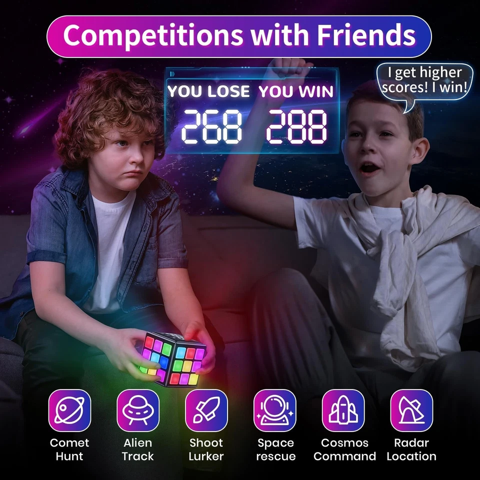 Rechargeable 15-in-1 Game Cube Handheld Brain Memory Speed Games for Kids Teens - Image 3 of 4