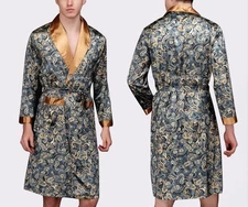 FREE SHIPPING   Mens Satin Robe Silk Robe satin Gown Satin Silk Pajama Lounge PJ