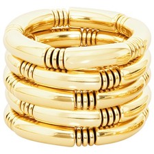 5PCS Gold Chunky Bangles Bracelets for Women Gold Bangles Stack Multiple Curved