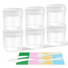 DEMORA Small Travel Containers Plastic Jars with Lids for Creams, 1 oz, Clear