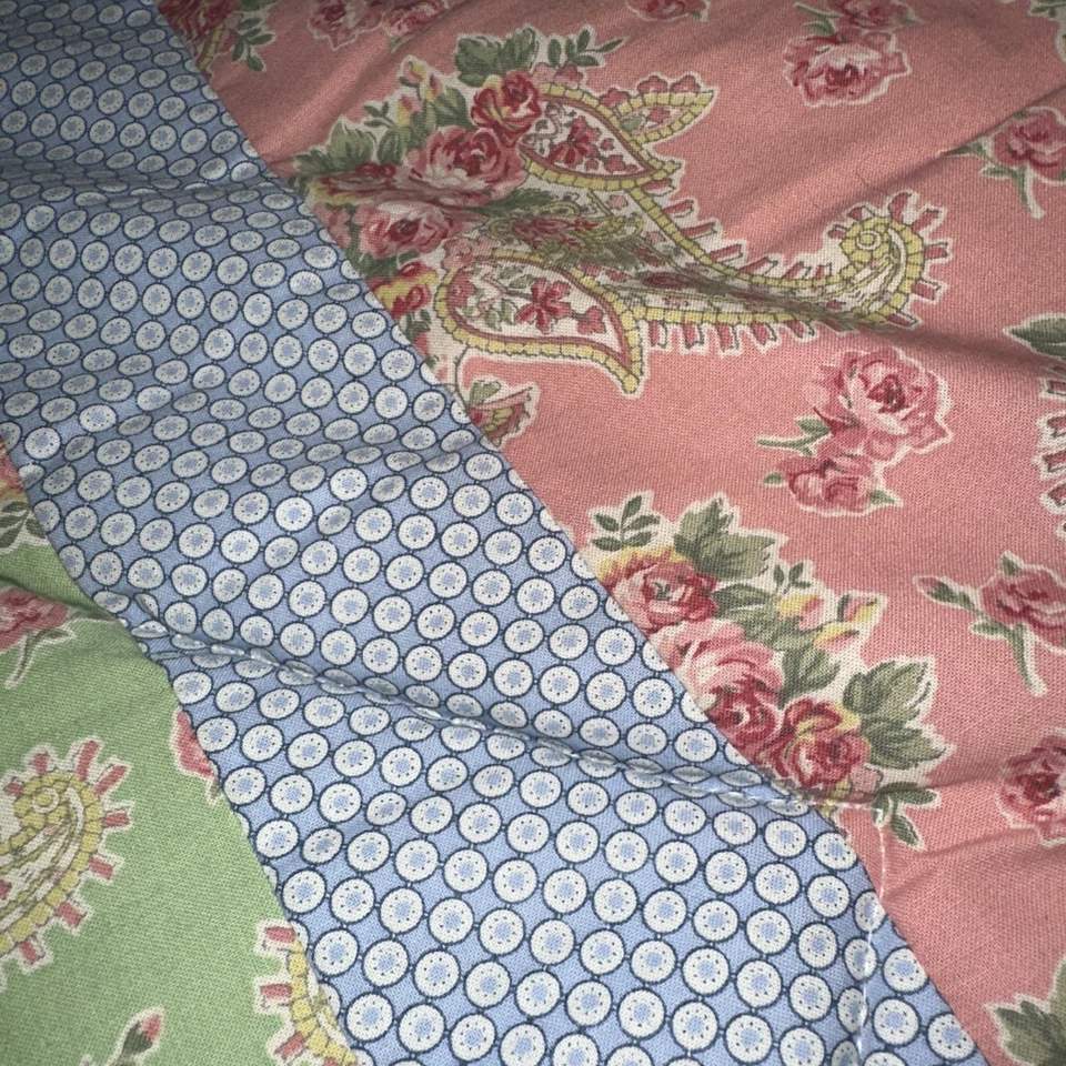 Edredón vintage Tommy Hilfiger Cabbage Rose rosa amarillo floral completo/queen usado en excelente estado Foto 3 de 4