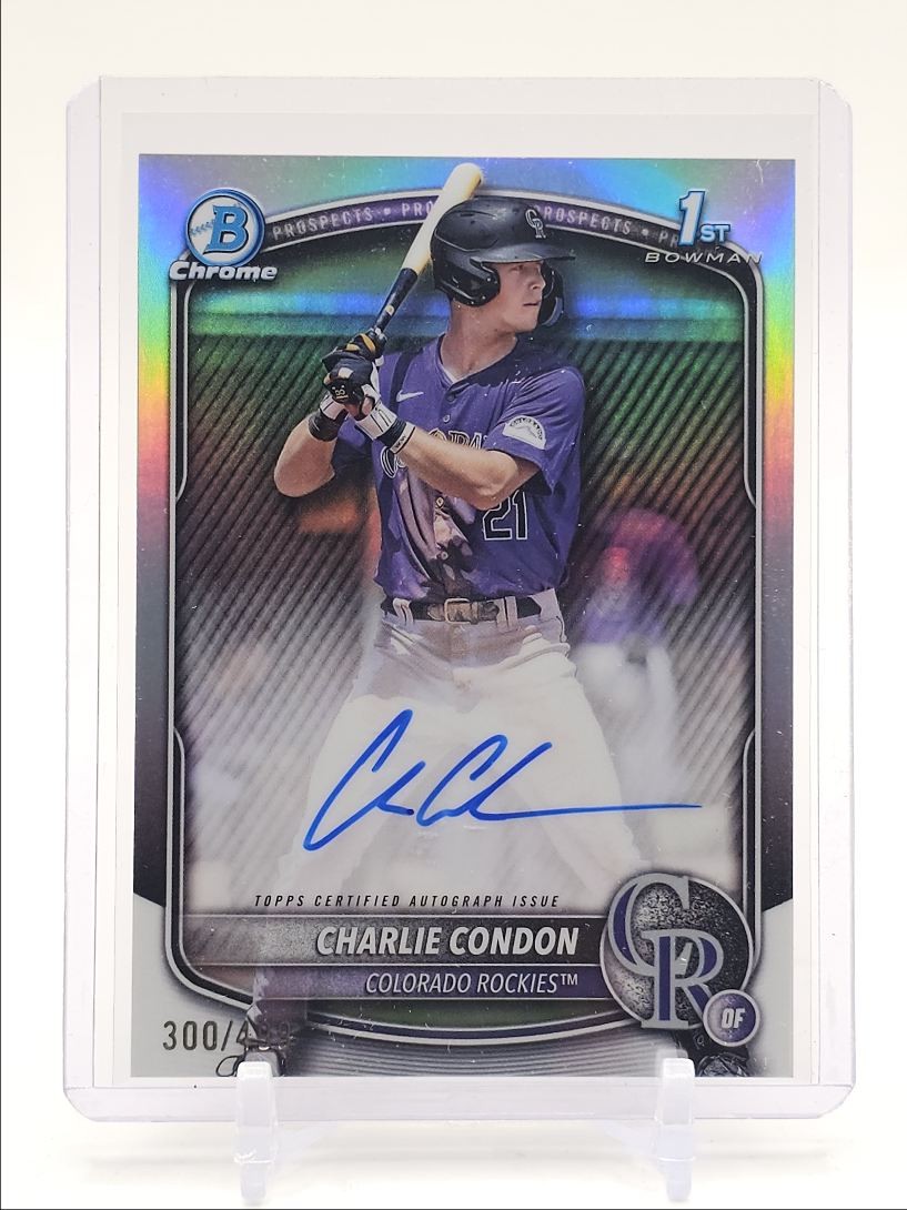 CHARLIE CONDON 2025 BOWMAN CHROME 1ST AUTOGRAPH REFRACTOR AUTO /499 Q0004