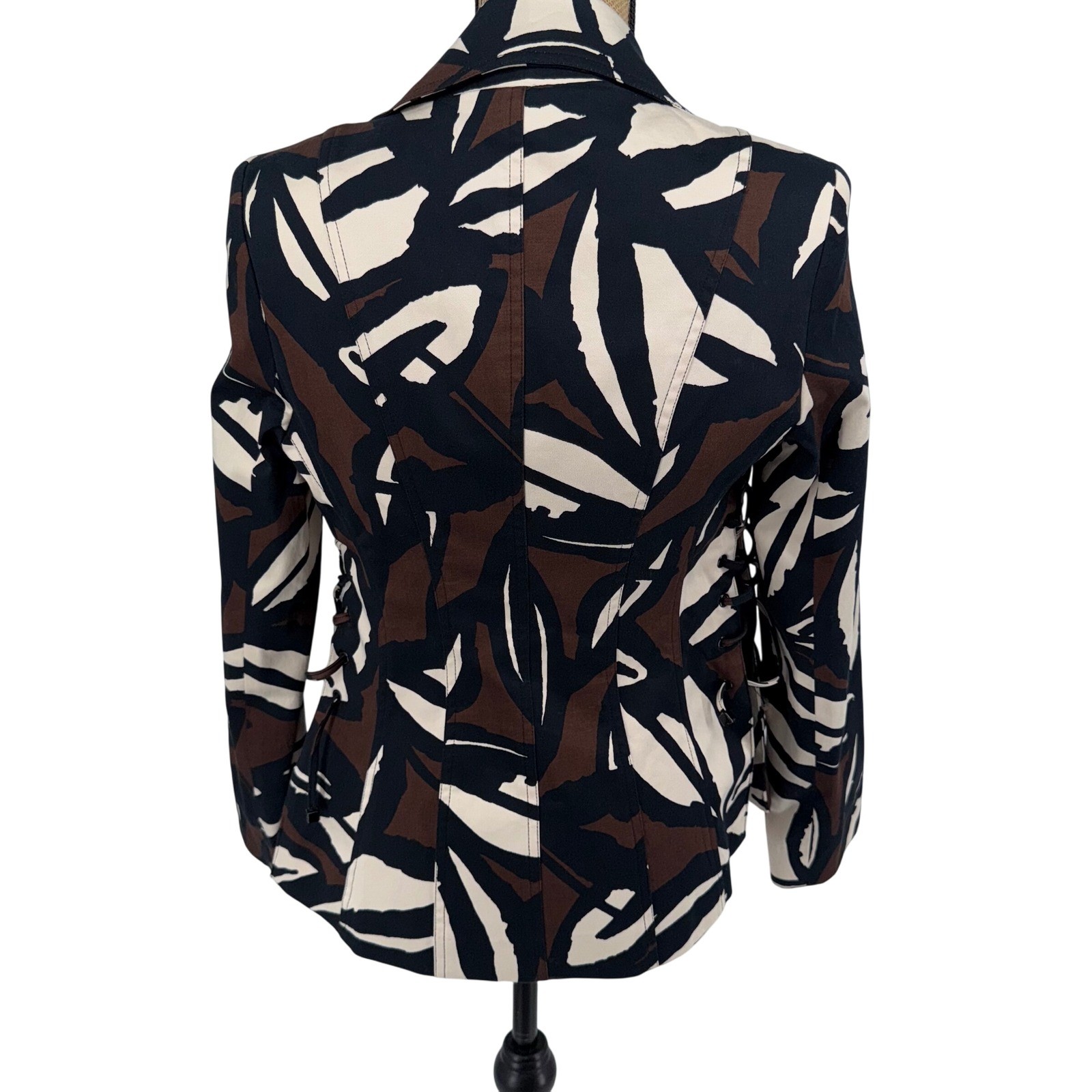 Cache Blazer Jacket Small Abstract Print Fitted S… - image 8