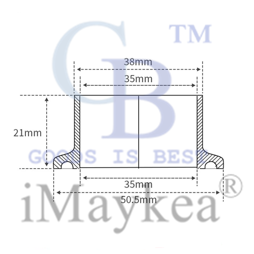 1-1/2" Sanitary Pipe Weld on Ferrule Tri Clamp OD 50.5mm Stainless Steel 304 - Picture 2 of 6