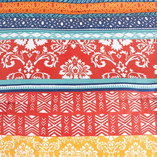 Chezmoi Collection Amara Bohemian Colorful Floral Stripe Printed Comforter Set - Picture 4 of 5