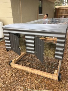 Details About Mobile Chicken Coop Backyard Poultry Hen House Train Wire Wood Corrugated Metal