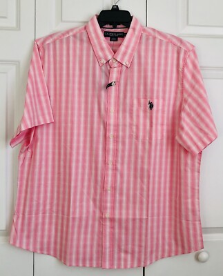 U.S. POLO ASSN MEN'S SHIRT SIZE XXL STRETCH COLLARED NECK BUTTON DOWN STRIPED 