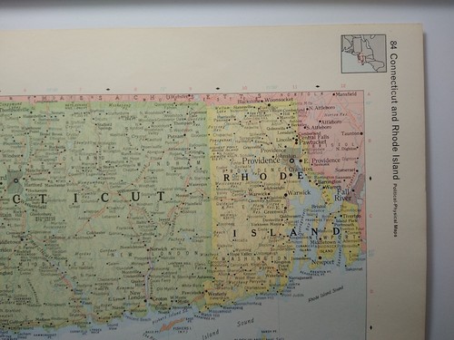Vintage CONNECTICUT & RHODE ISLAND Atlas Map 1964 Encyclopedia Britannica Atlas - Picture 2 of 6