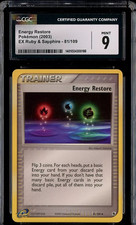 2003 Pokemon EX Ruby & Sapphire #81/109 Energy Restore CGC 9 MINT
