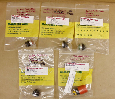 5 McMaster-Carr 22mm Momentary Pushbuttons 7544K3 Green 7544K1 Red Yellow 7544K7