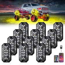12 Pods Full Angle RGBW Rock Lights, APP+RF Remote Music Mode LED Underglow Kits