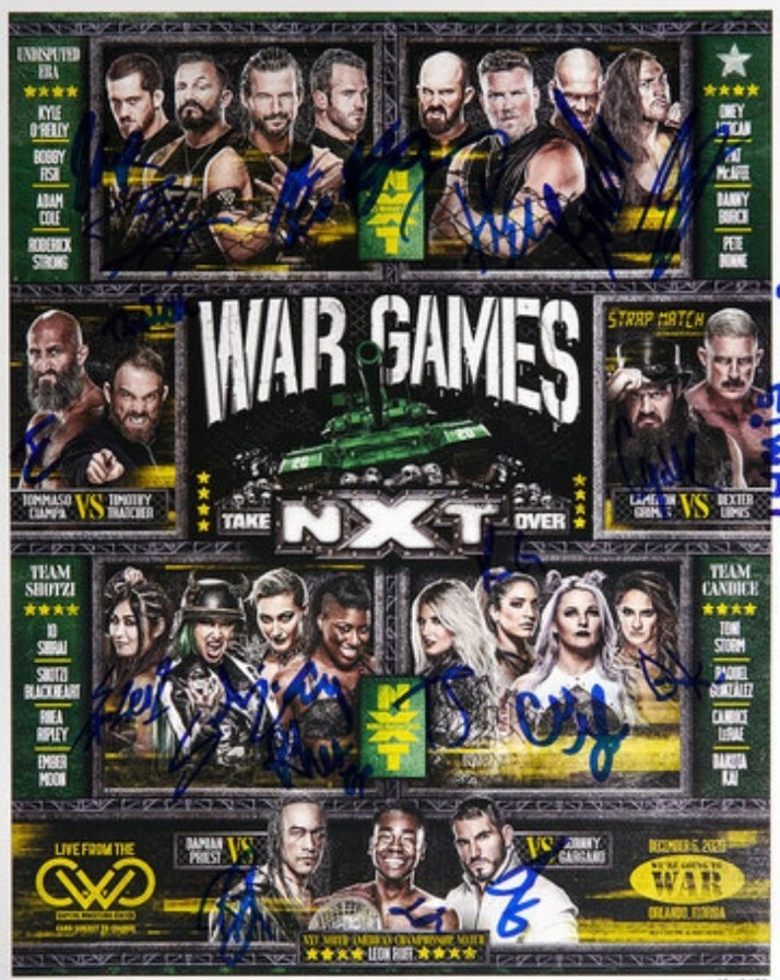 WWE NXT TAKEOVER 2020 SIGNED WARGAMES FIGHT MATCH CARD POSTER ADAM