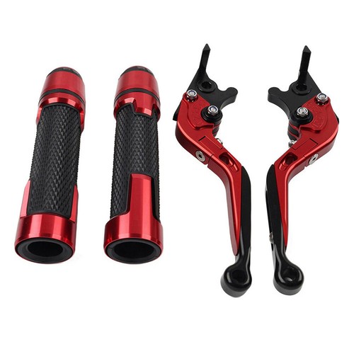 Fold Extendable Brake Clutch Levers Handlebar Grips Kit For Kawasaki ZX6RR red - Picture 5 of 10