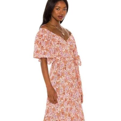 L*SPACE Panama Lily of the Valley Wrap Maxi Dress Floral Print Size S | eBay