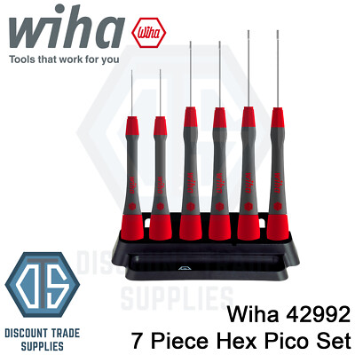 Wiha 7-teiliges Pico-Set Sechskantkugelende elektronischer Präzisionsschraubendreher 42992
