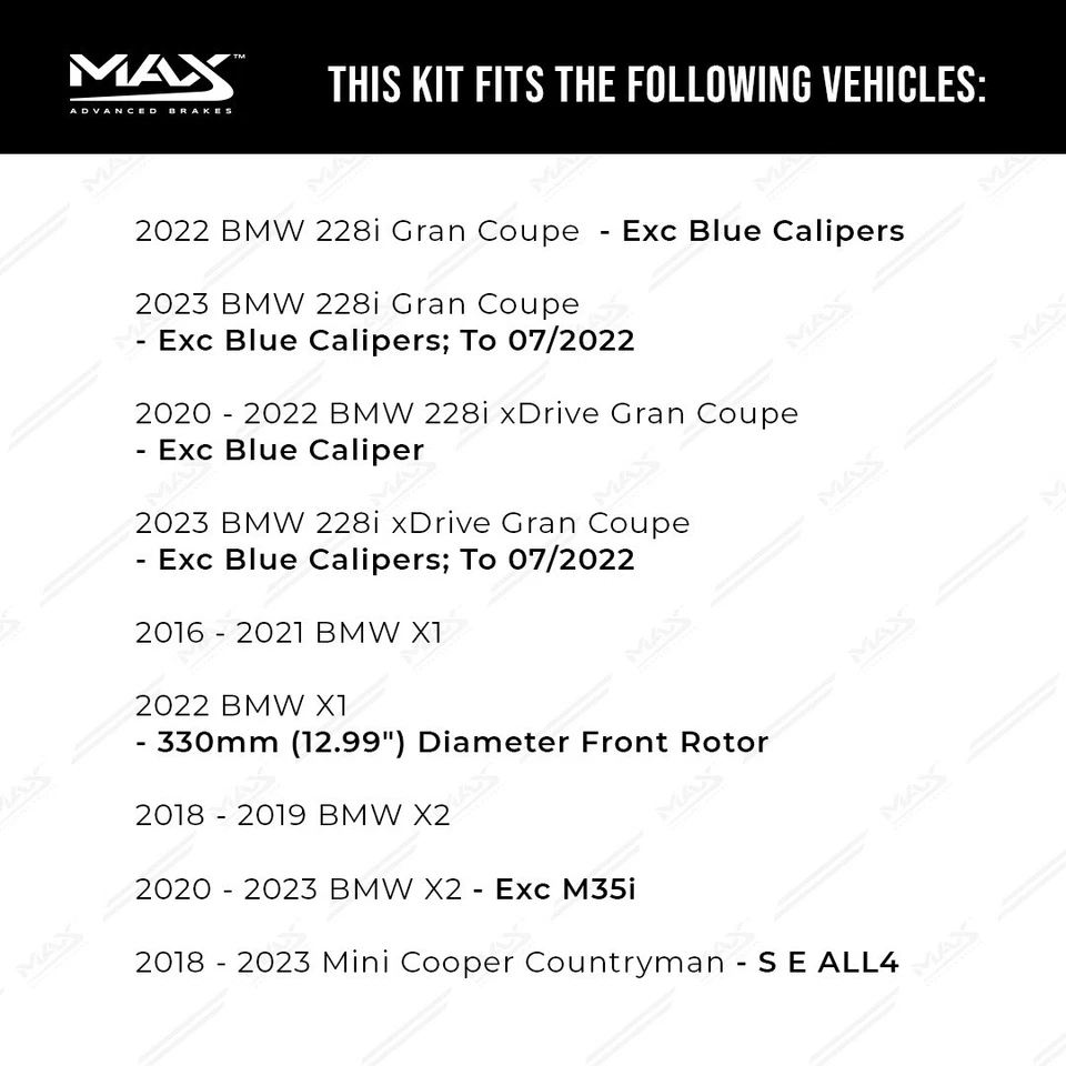 Front & Rear Drilled Brake Rotors + Pads for 2020-2023 BMW 228i 2018 X1 X2 Foto 2 de 4