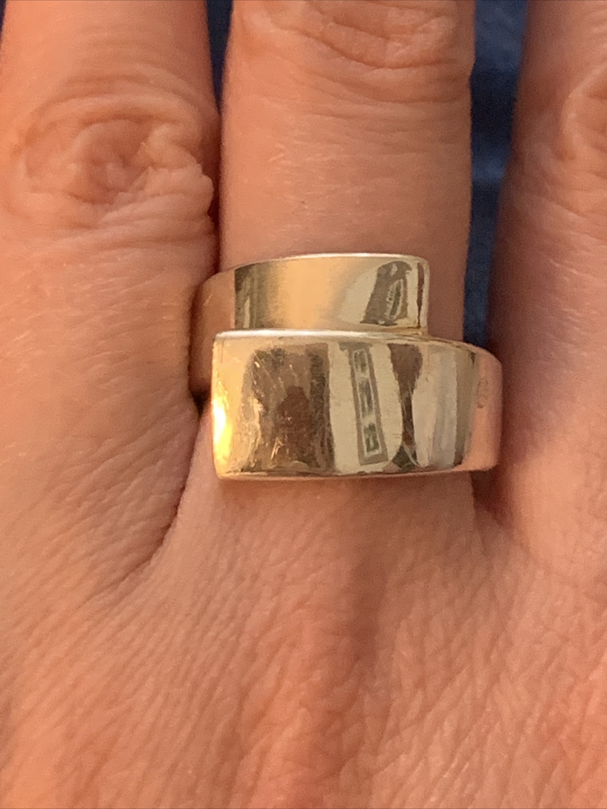 Bold Open Bypass Twist Ring - .925 Sterling Silver, Wide Tapered Band Statement Ring - View #10