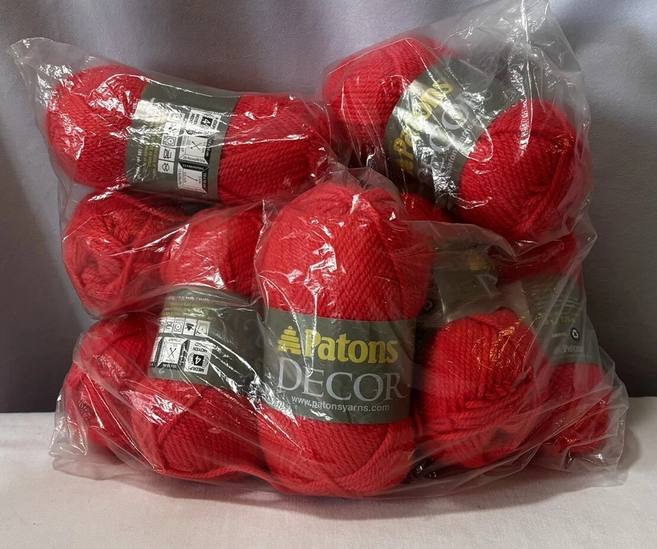 Patons Decor Yarn 8 Skeins Coral 1.75oz Each Total 832 Yards Acrylic/Wool Blend - Image 4 of 4