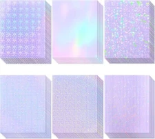 36 Pack Holographic Laminate Sheets Transparent Overlay Lamination Sticker Paper