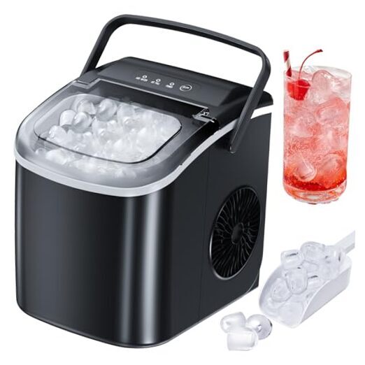 Ice Maker Machine - Portable Countertop Ice Maker, 26.5 lbs/24H, 9 Ice