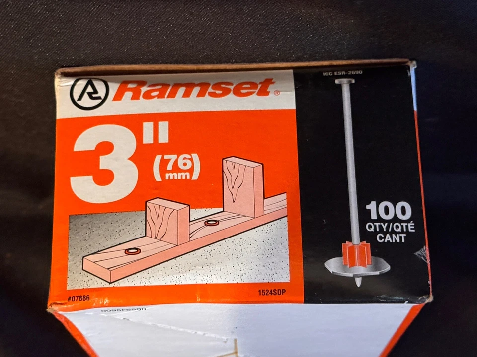 Sujetadores en polvo de baja velocidad para uñas Ramset de 3" (caja de 100) Foto 3 de 4