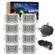 Bluetooth 8 Pcs RGB+IC LED Rock Lights,Dream Color Underglow Underbody Glow Lamp