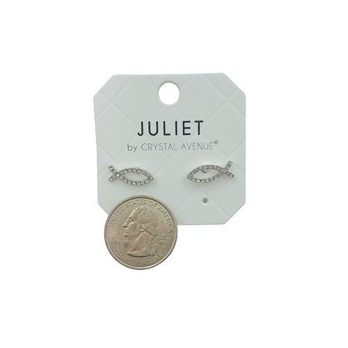 Kristall Jesus Fisch Ohrstecker in Silber oder Gold Ton (0,6x0,2 Zoll) - Bild 4 von 7