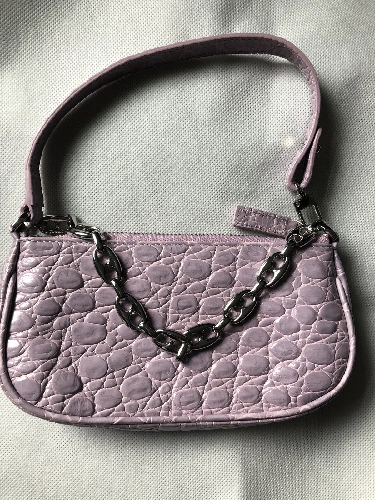 Bellissimo! BY FAR Mini Rachel Croc Borsa a tracolla in rilievo lilla $345