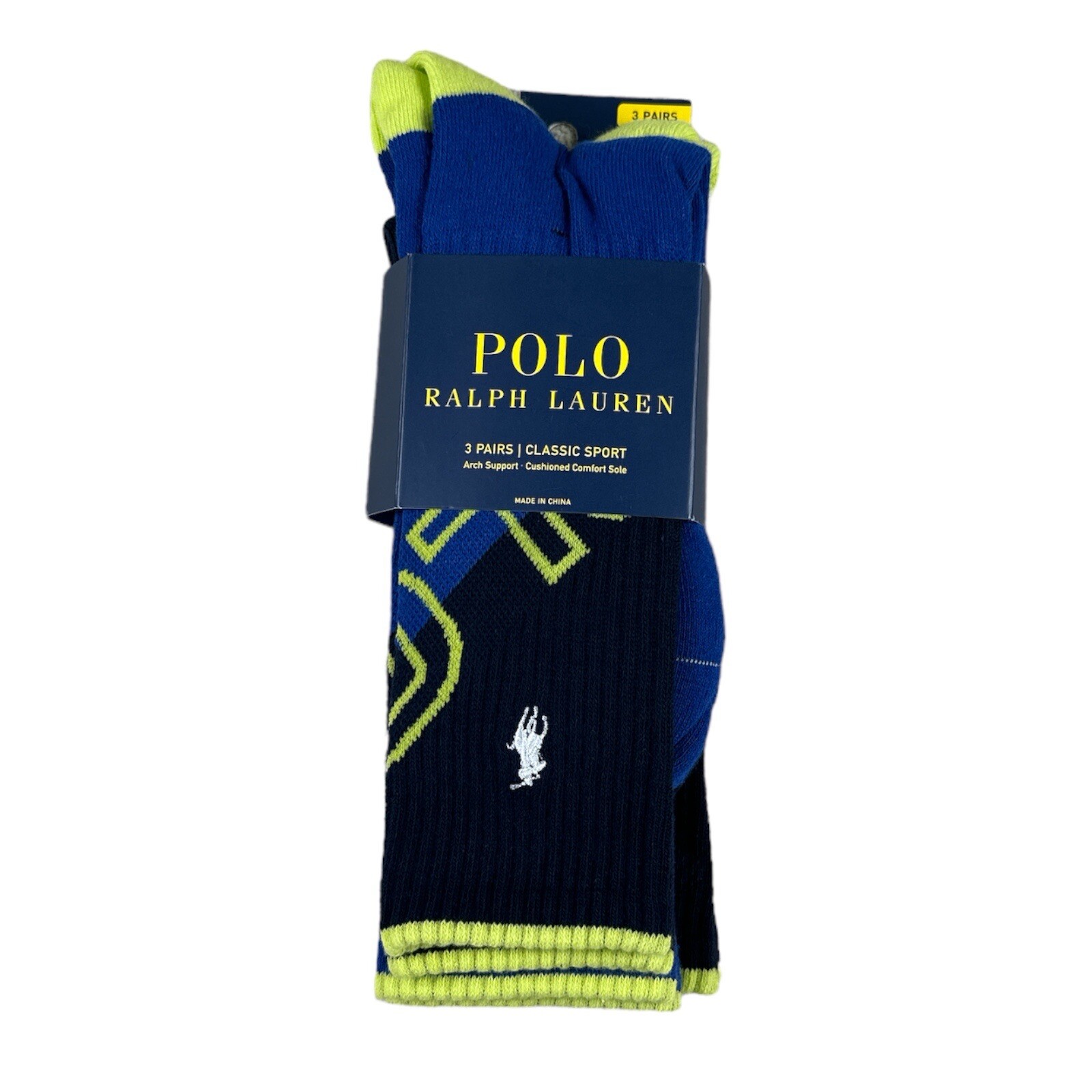 Polo Ralph Lauren Calze Classiche Sport Crew Comfort Ricamate Pony 3 Paia Nuove